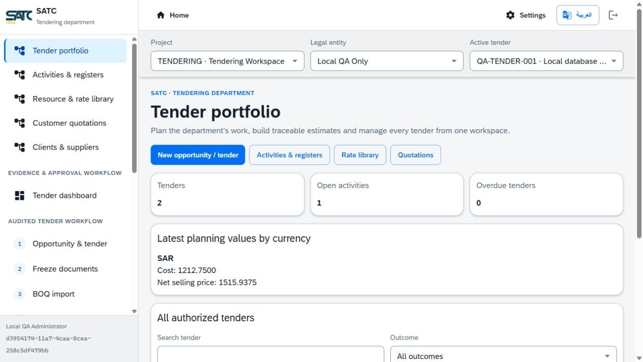 Construction Tendering Workspace — Tender portfolio · demo data